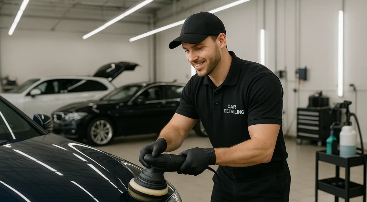 Professional valeting service provider at work